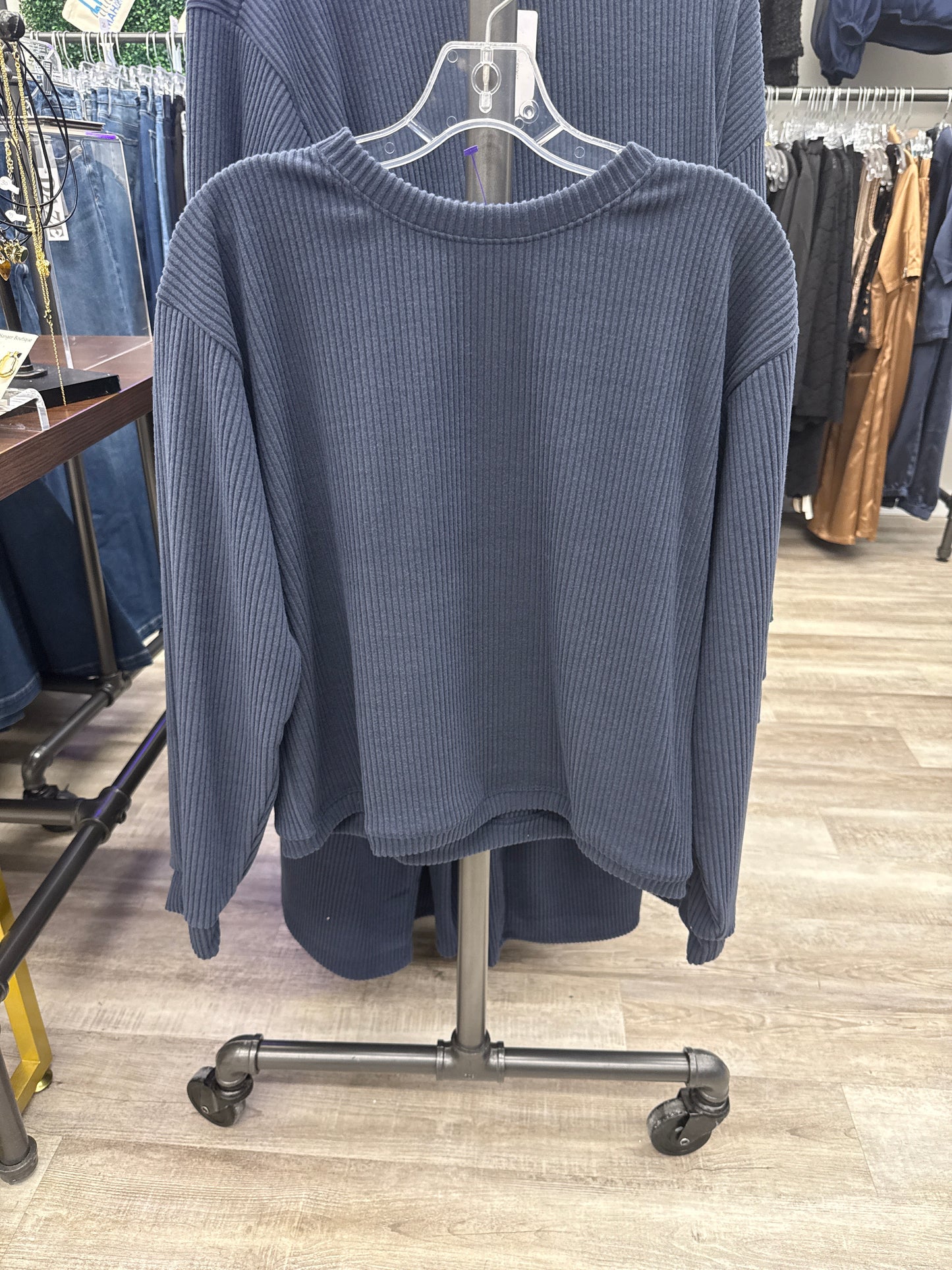 Muse Ribbed Crewneck Navy