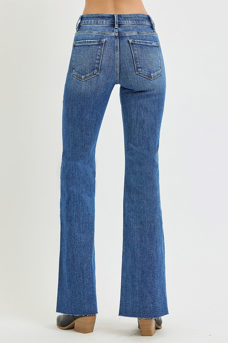 Double Side Seam Mid Rise Flare