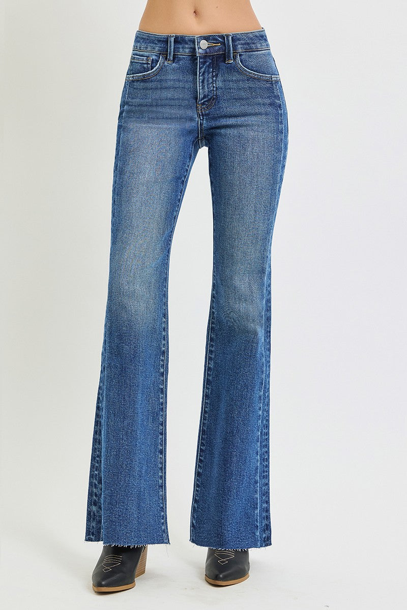 Double Side Seam Mid Rise Flare