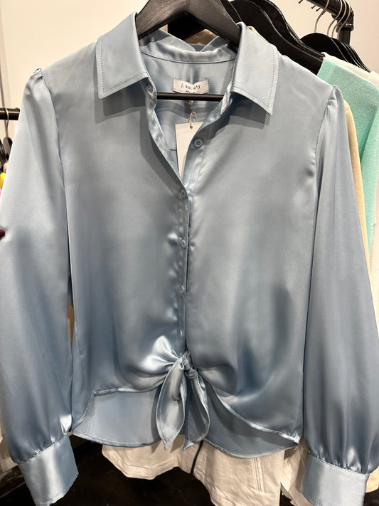 J Society Blue Front Tie Blouse