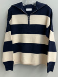 Preppy Striped Half Zip Sweater