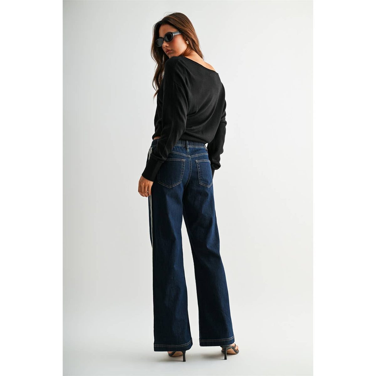 High Rise Wide Leg with Tape Detail
