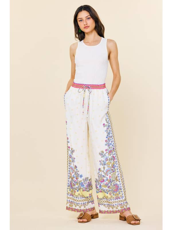 Border Print Pants