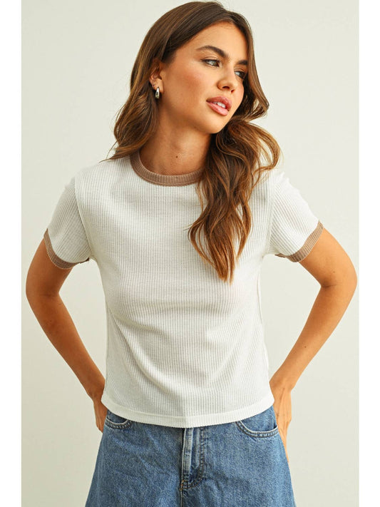 Color Combo Waffle Knit Mocha