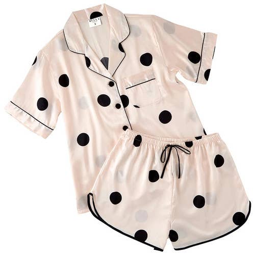 Pillow Talk Satin Polka Dot Pajama Set