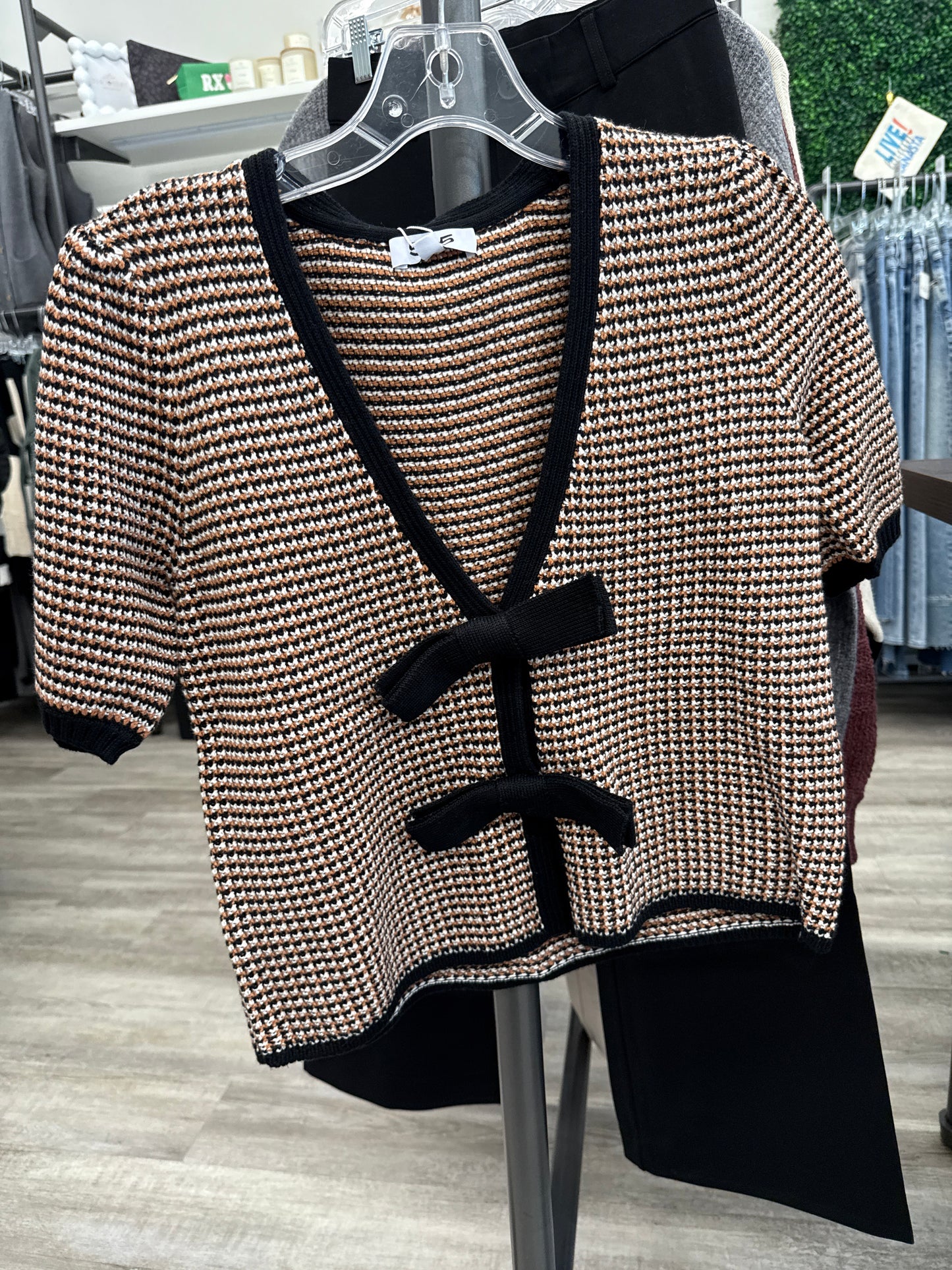 Elaine Marled Bow Cardigan Sea Salt