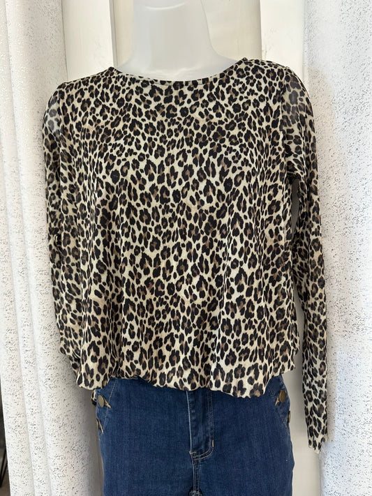 Mesh Bubble Top  in Leopard