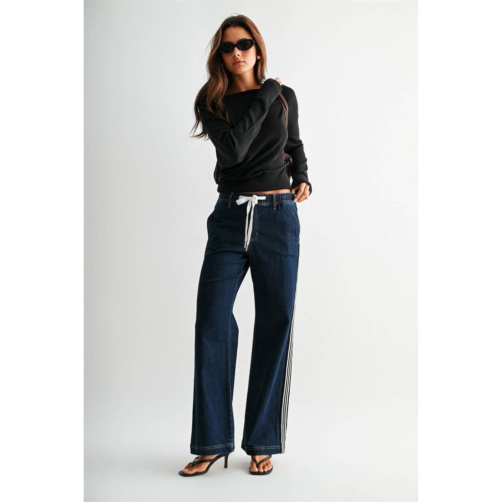 High Rise Wide Leg with Tape Detail