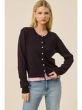 Twofer Crew Cardi Navy/Pink