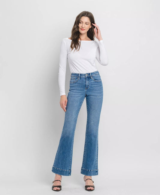 Lauren High Rise Trouser Hem Flare Jeans