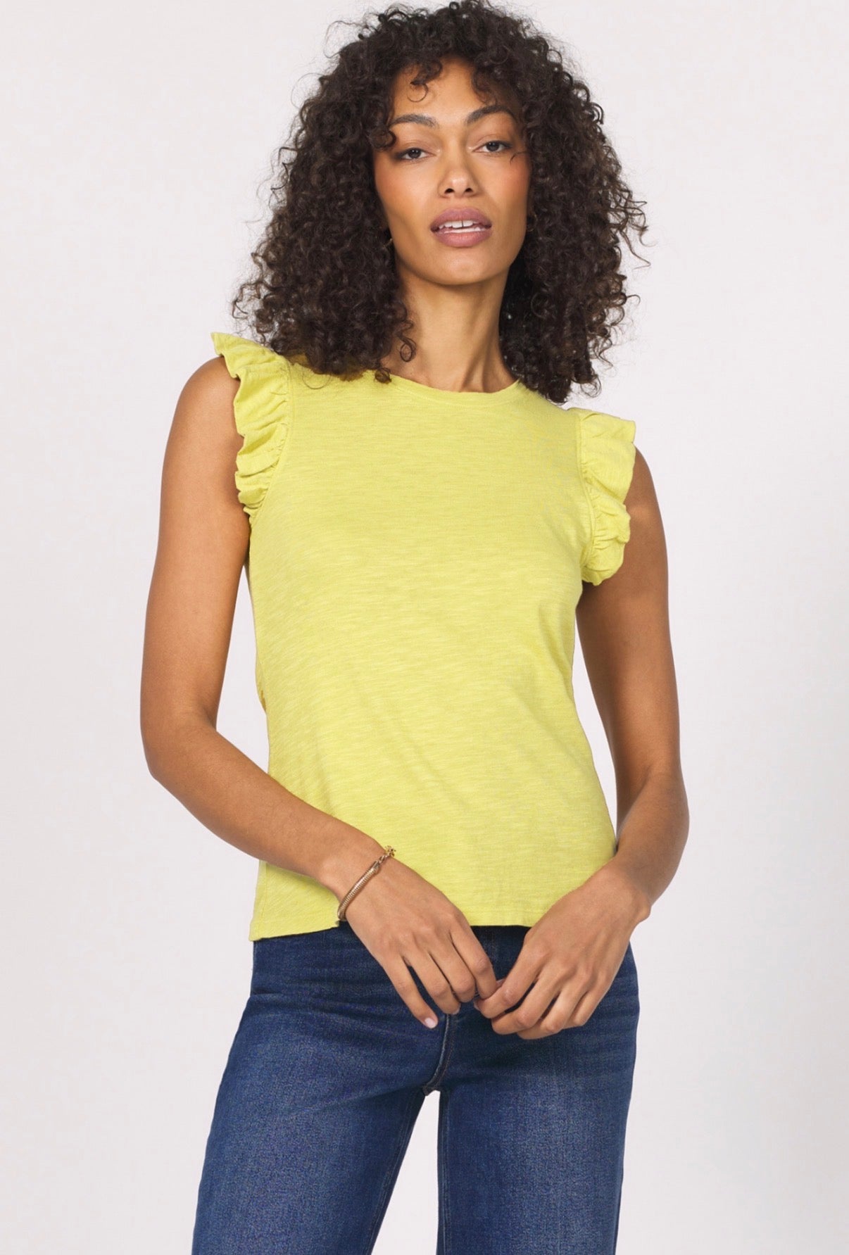 North Ruffle Trim Top Yellow