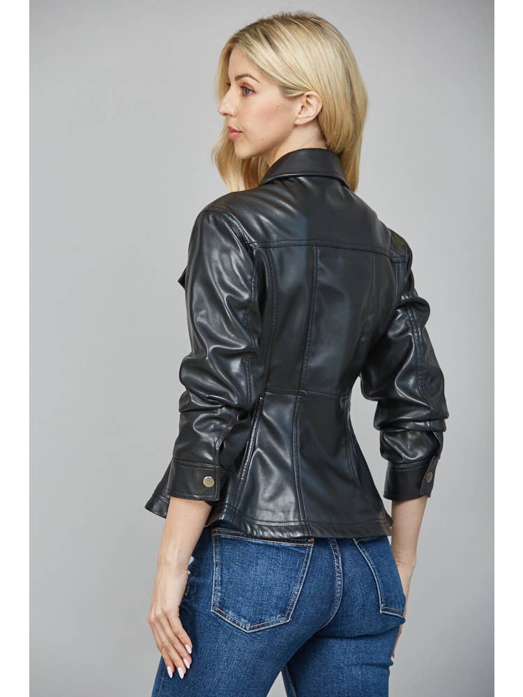 Faux Leather Peplum Jacket
