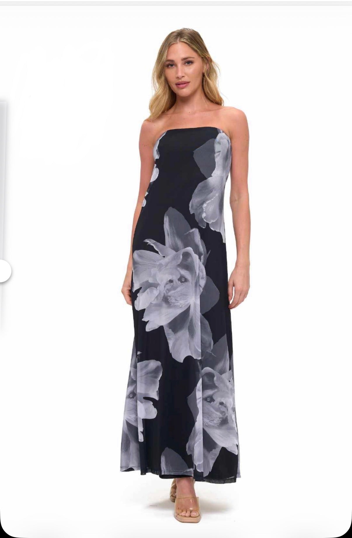 Black Floral Mesh Maxi Dress