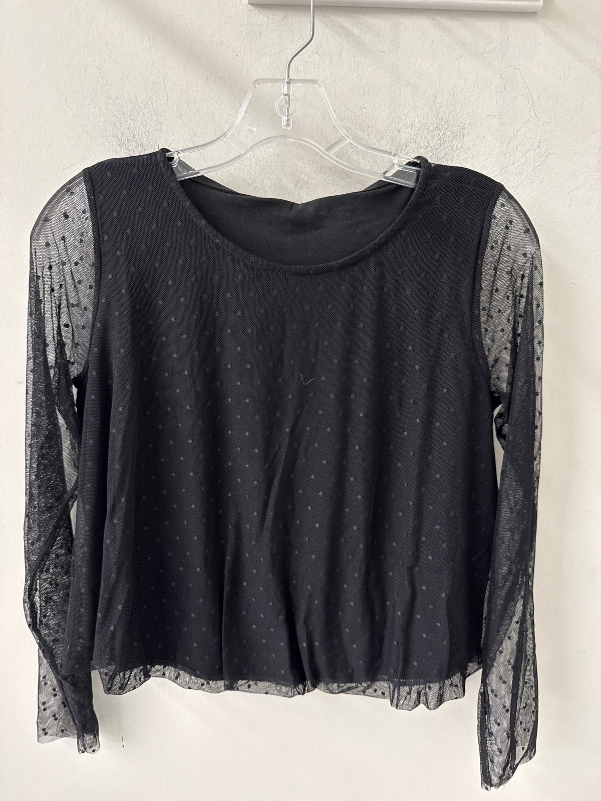 Black Dot Mesh Bubble Top