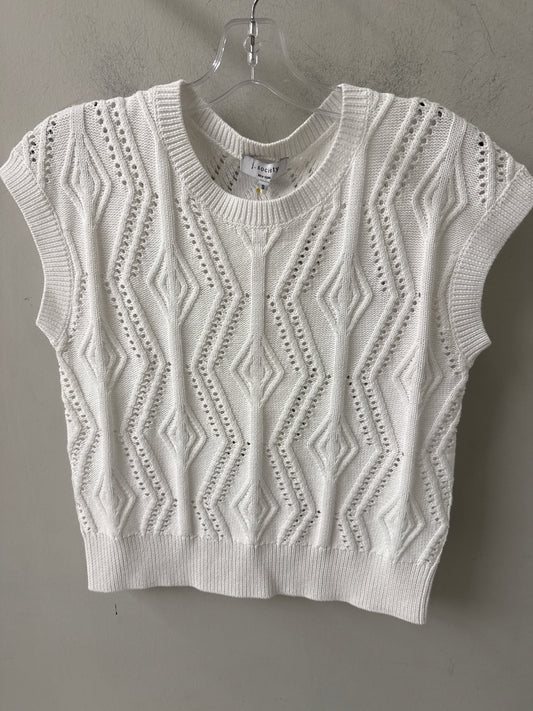 J. Society Cable Pointelle Vest White