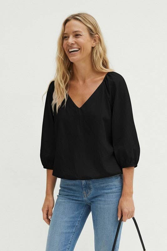 Puff Sleeve V-Neck Top