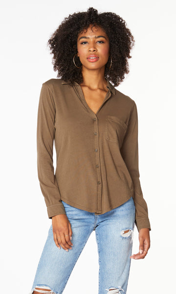 Long Sleeve Button Front Tee