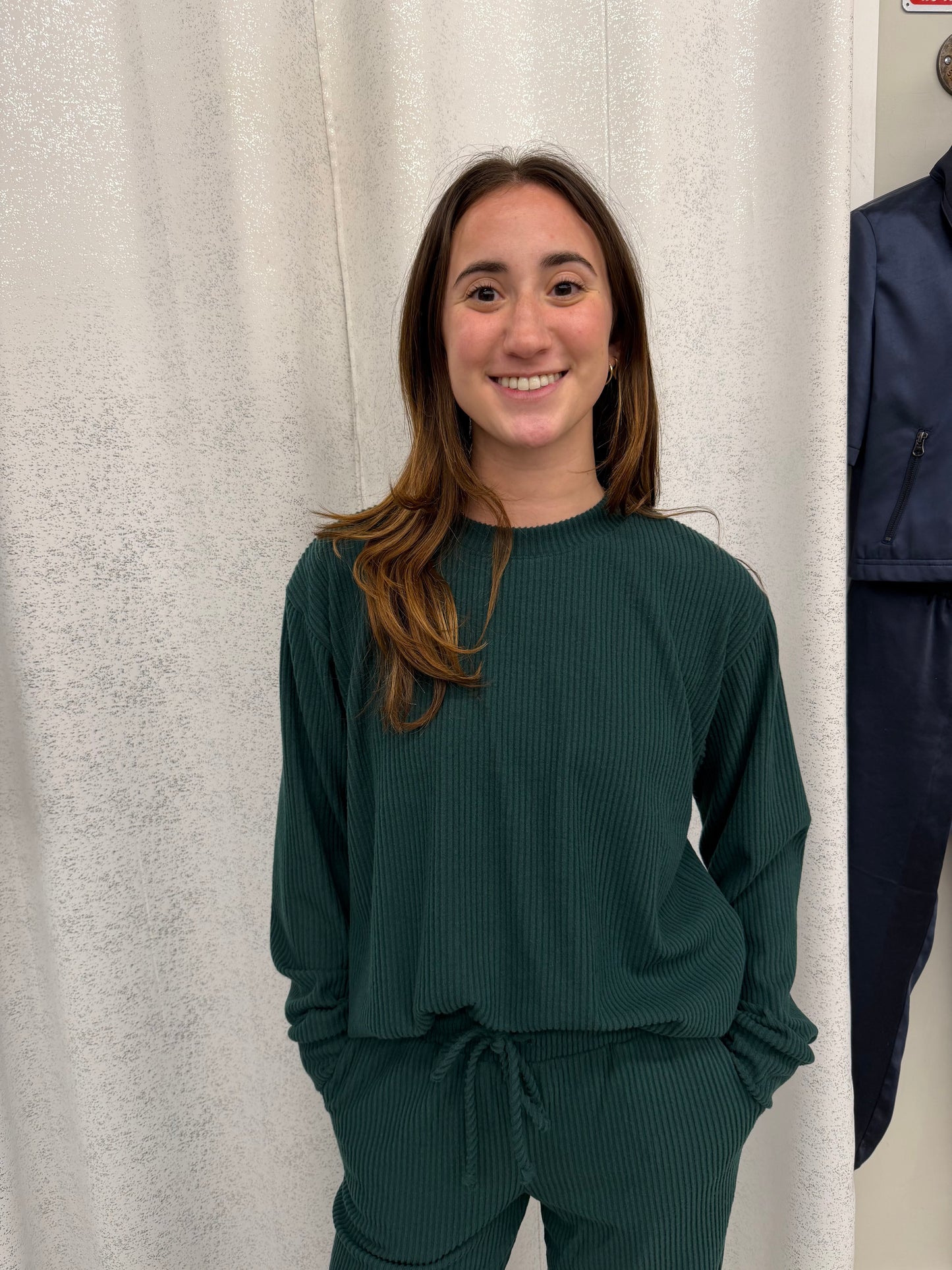 Muse Ribbed Crewneck Hunter Green