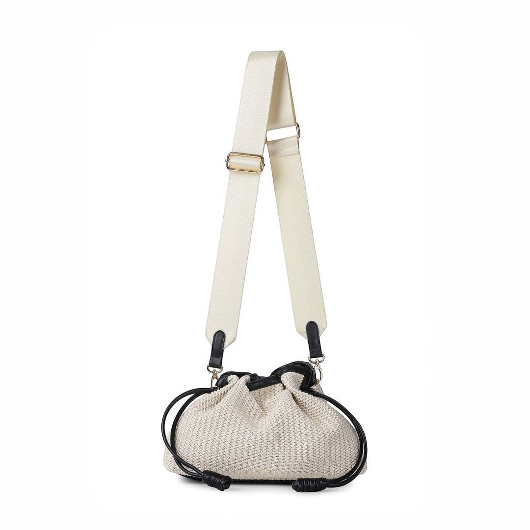 Cinched Raffia Clutch