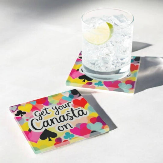 Get Your Canasta On Glass Coaster Set