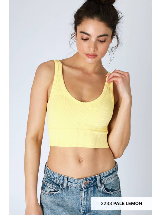 Reversible Herringbone Crop Top Lemon