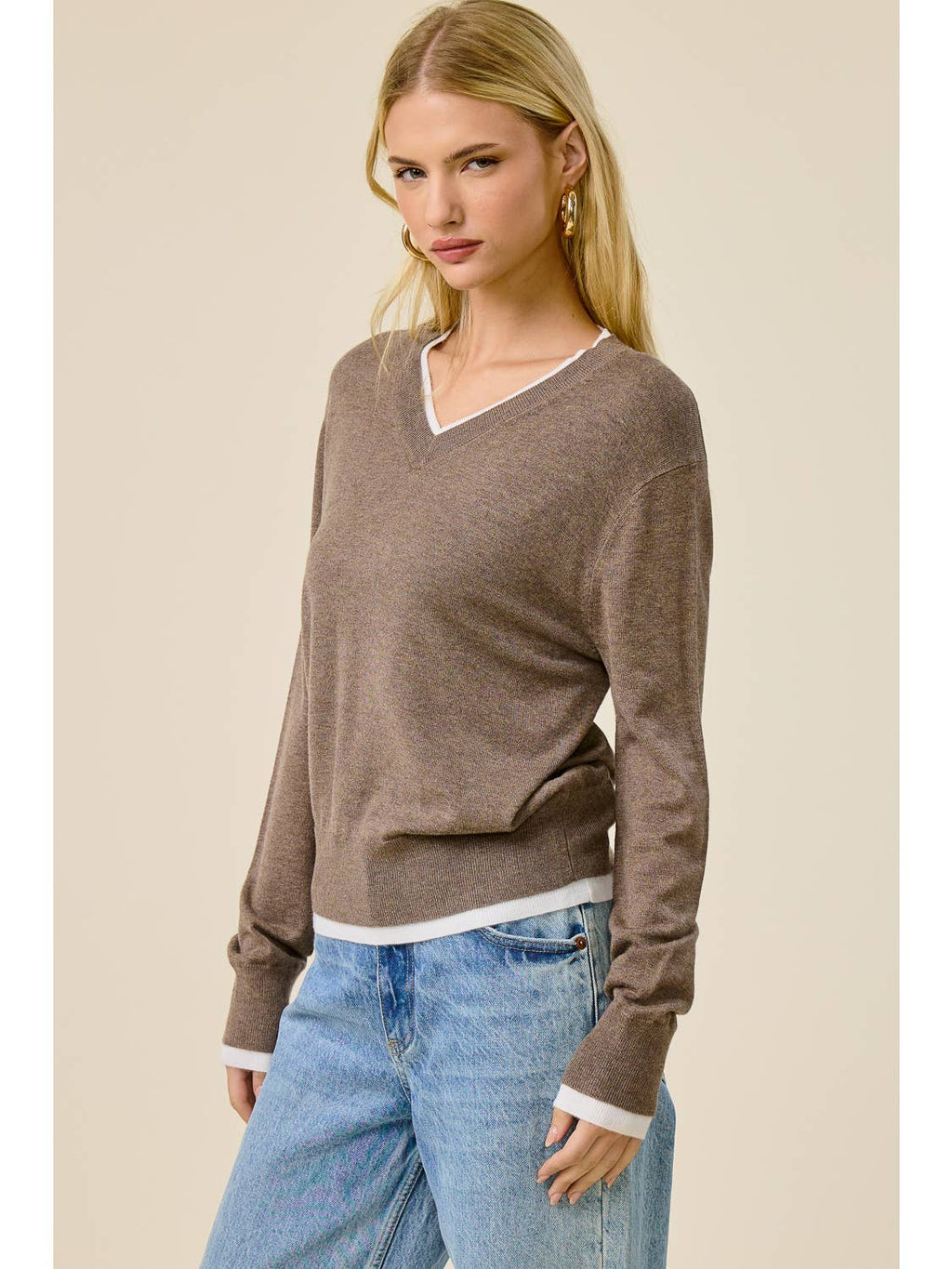 Contrast Trim Sweater