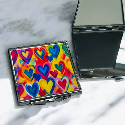 Abstract Love Hearts Pocket Mirror