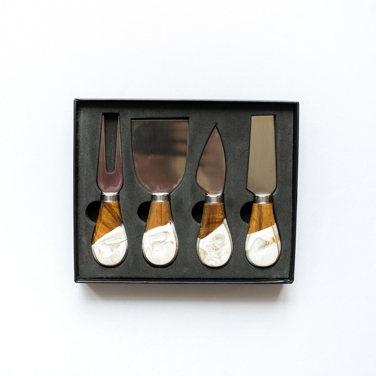 Resin Coated Cheese Knife Set Gold Quartz