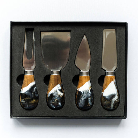Resin Coated Cheese Knife Set Black Onyx