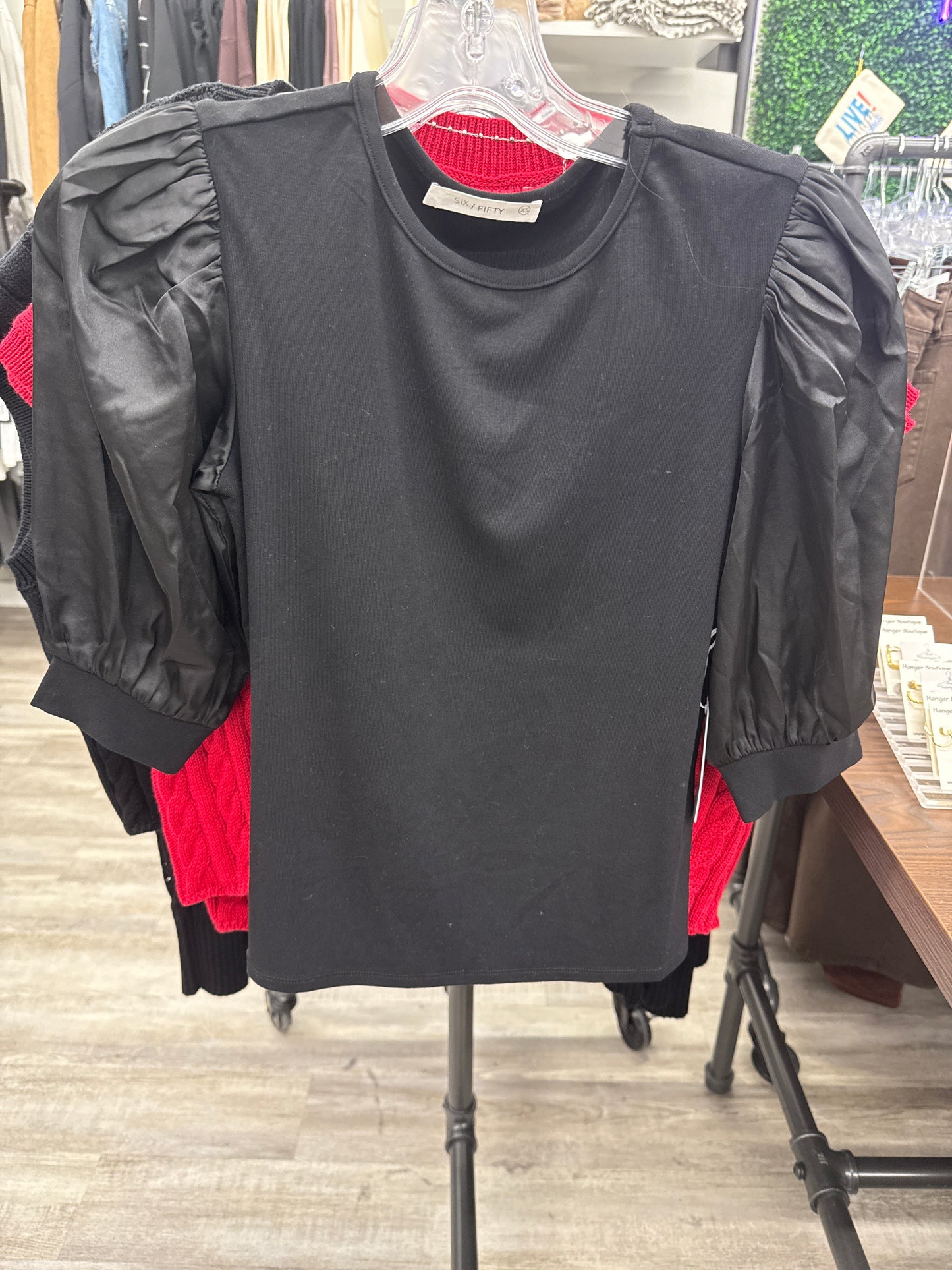 Solar Mixed Media Satin Top