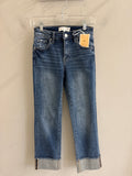 Mid Rise Ankle Straight Cuffed Jeans
