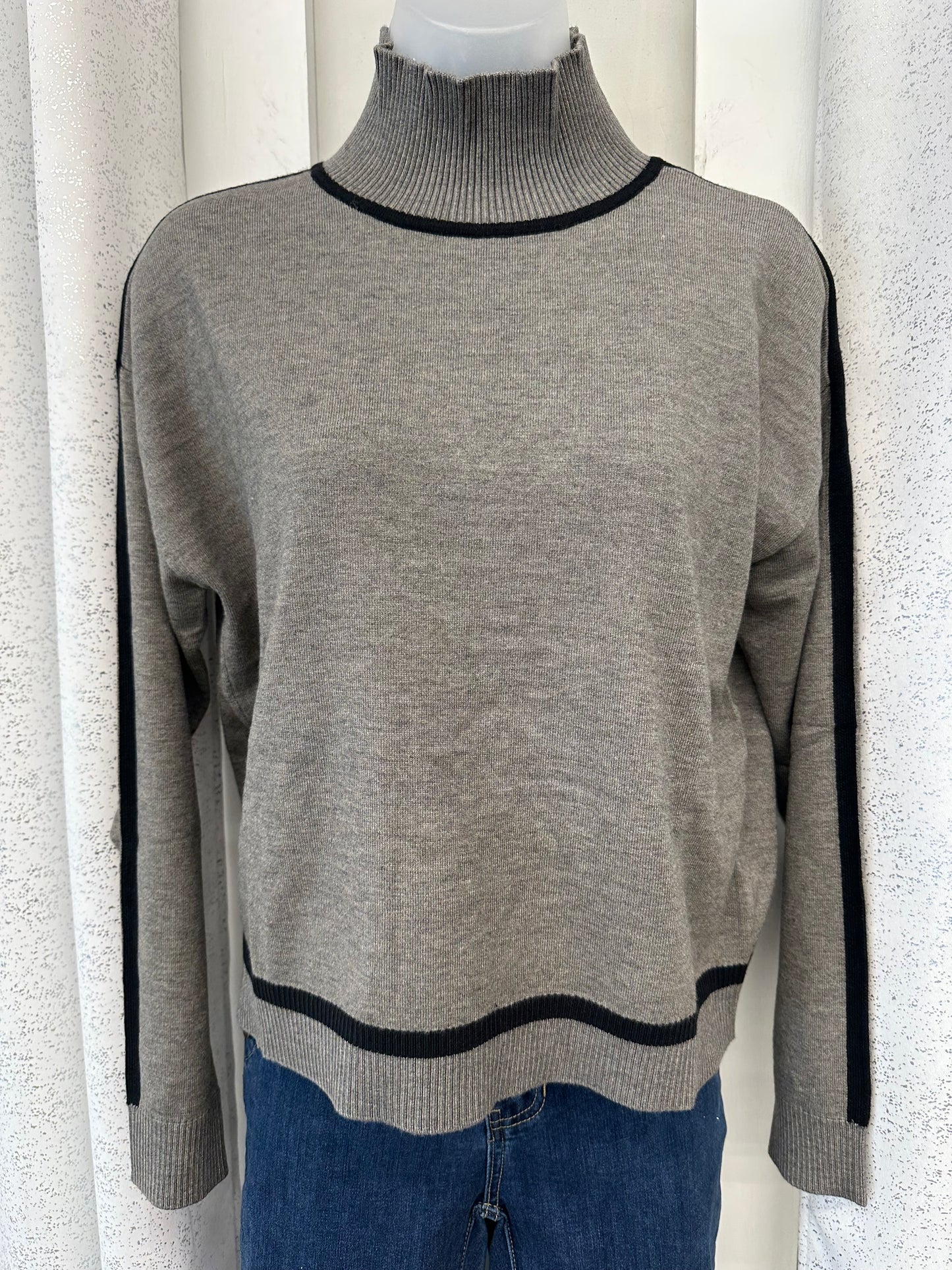 Grey Mock Neck Sweater