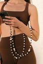 Black Camila Beaded Heart Crossbody Phone Strap: Black