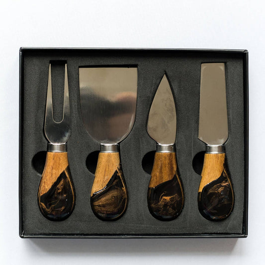 Resin Coated Cheese Knife Set Black Ember
