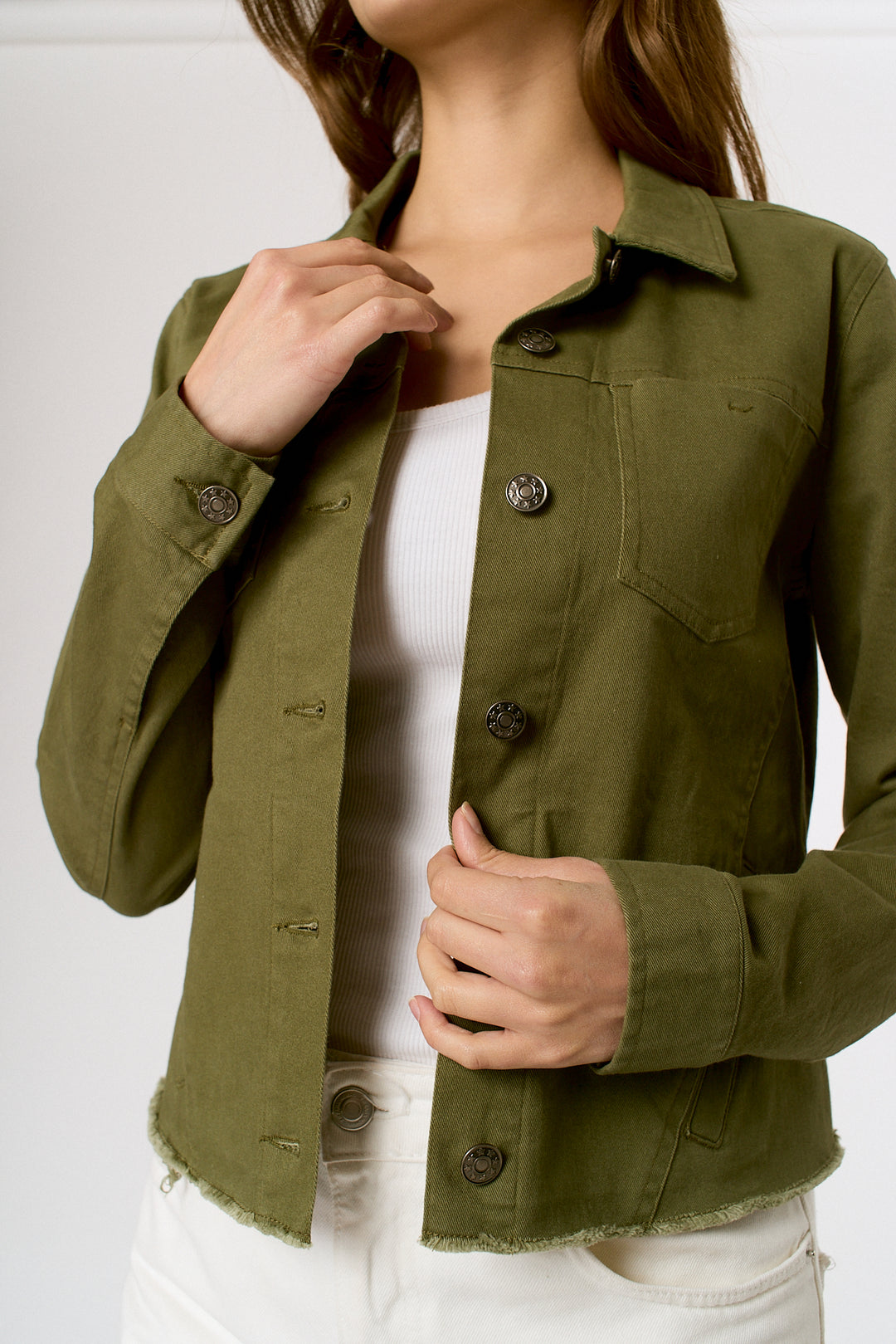 J. Society Embroidered Jean Jacket Army Green