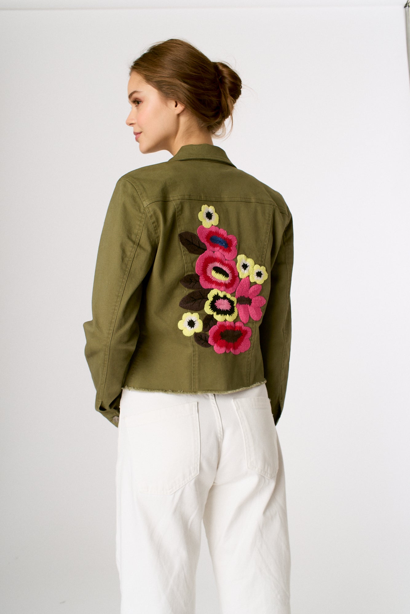 J. Society Embroidered Jean Jacket Army Green