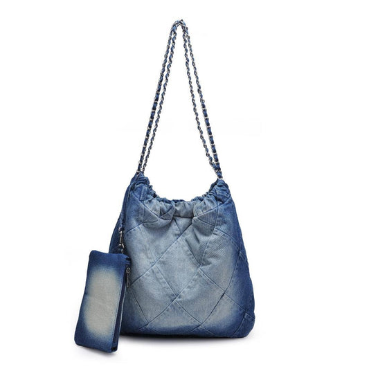 Maisie Quilted Denim Hobo Bag