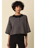 Beige And Black Striped Cardi