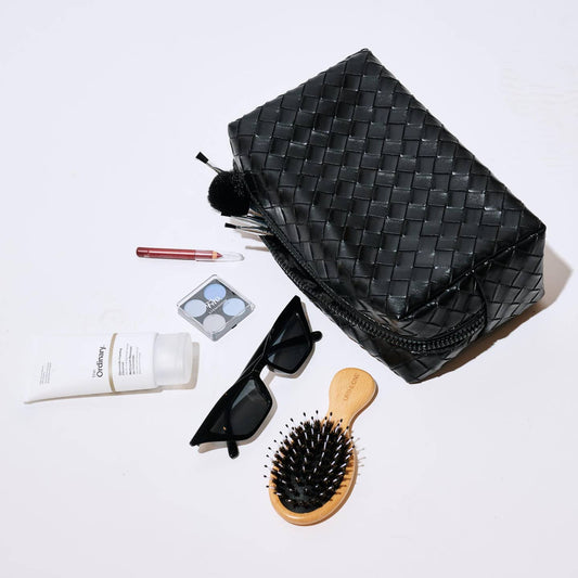 Black Woven Cosmetic Pouch