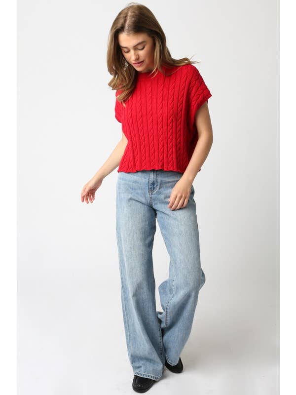 Alina Sweater Vest in Red