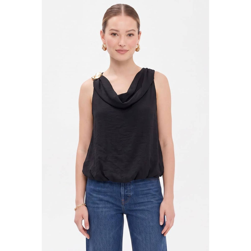 Cowl Neck Bubble Hem Top