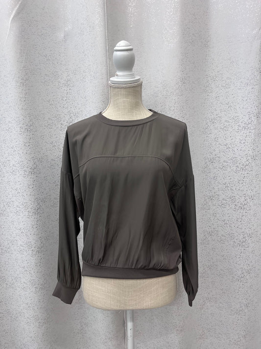 Satin Crewneck Top Steel