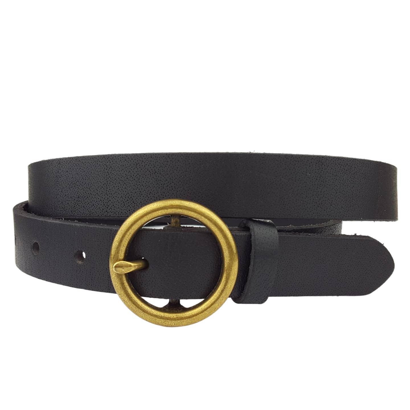 Classic Skinny Belt With Brass Buckle