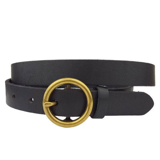 Classic Skinny Belt With Brass Buckle