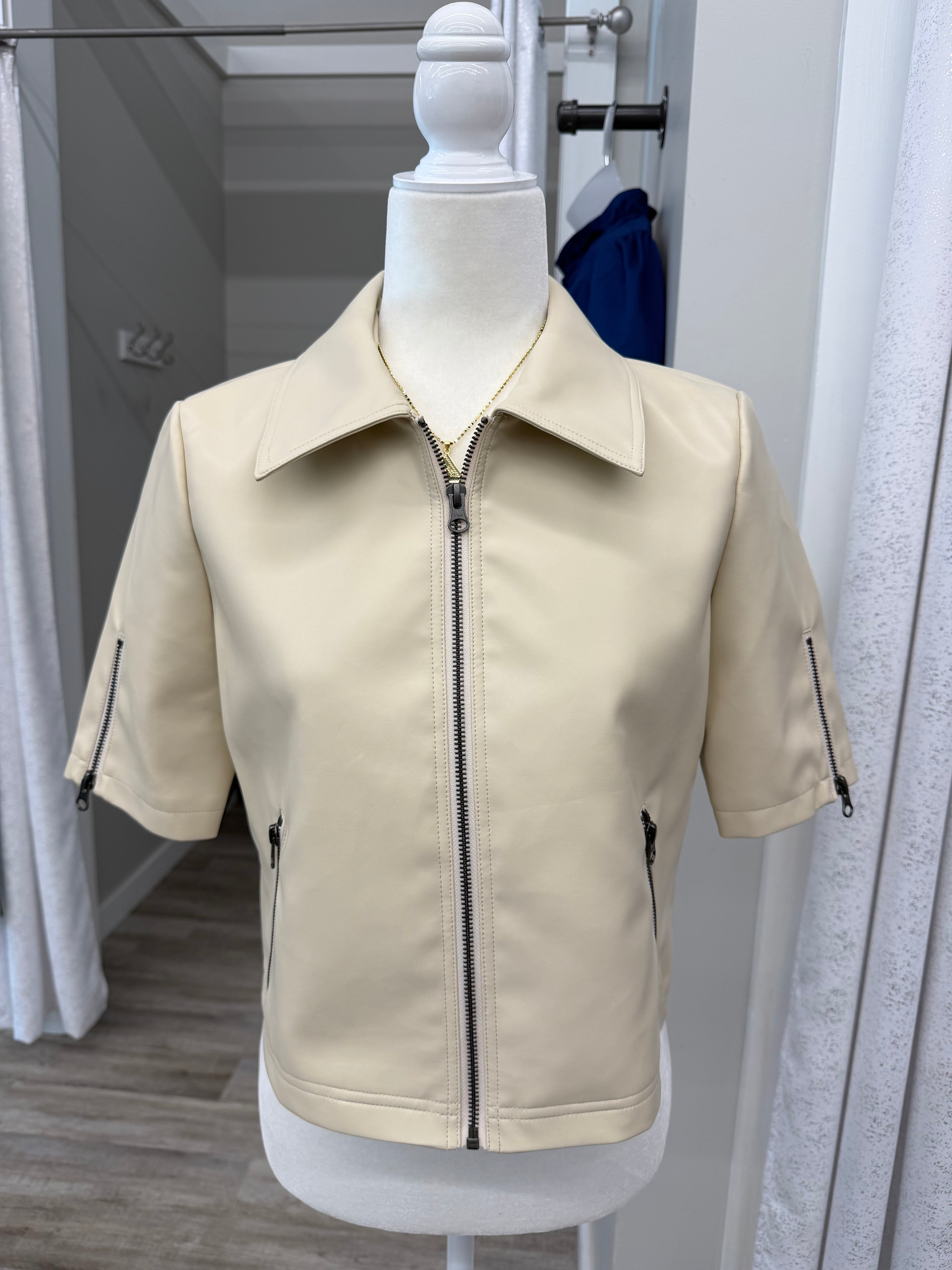 J. Society Short Sleeve Moto Jacket - Natural