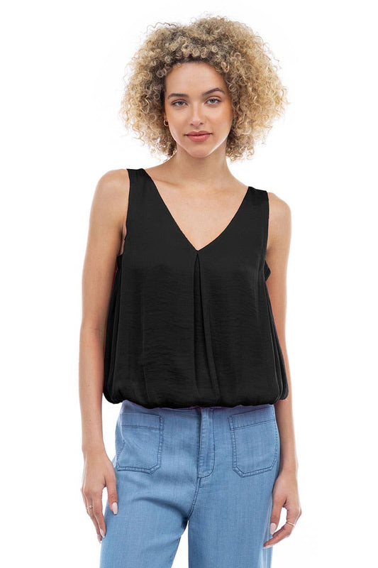 V-Neck Bubble Top Black