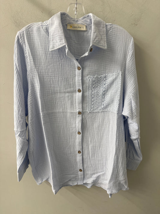 French Blue Gauze Button Down