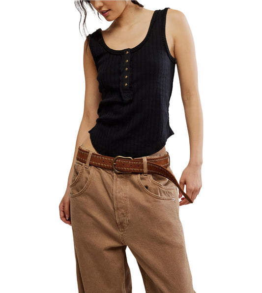 Free People Bryson Henley Top Black
