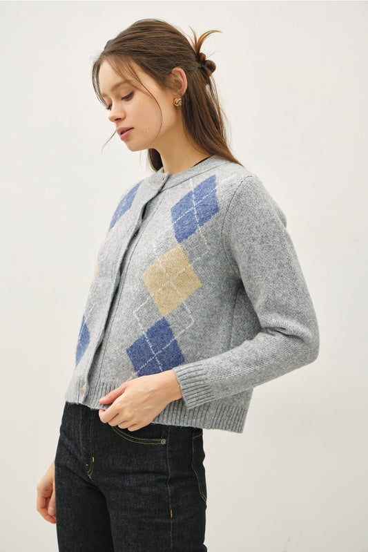 Argyle Jacquard Cardigan
