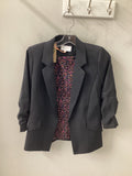 Shirred Sleeve Blazer in Black